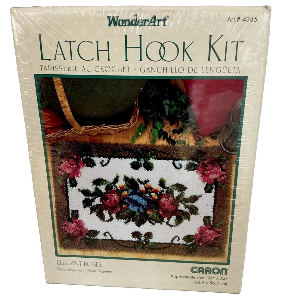 CARON WonderArt Latch Hook Kit 24 x 34" ELEGANT ROSES #4385 NEW